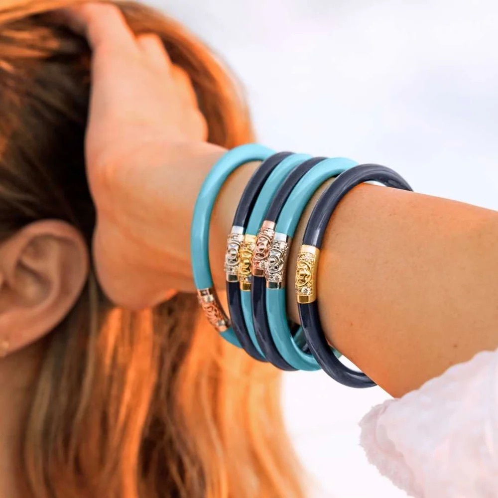 BUDHAGIRL Three Kings All Weather Bangles Navy Medium NWT - Picture 6 of 7